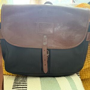 Classic Brown and Black Leather Messenger Bag
